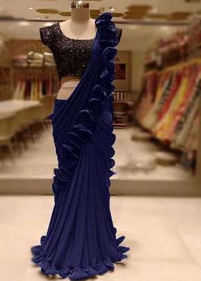 Heavy Georgette  Beautiful Tone Royal Blue Color Saree