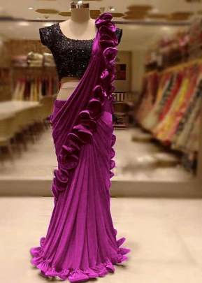 Heavy Georgette  Beautiful Tone Wine Color Saree