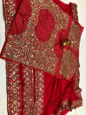 Heavy Georgette With Real Mirror Wedding Red Colour Saree