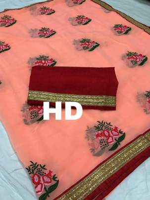 Heritage Designer  golden patti with orange saree