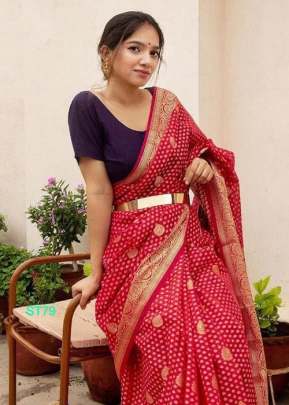 House Of Shatika Kanjivaram Weaving Silk Red Color Saree