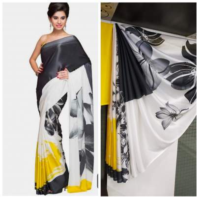 Imported Silk Sartin Black White