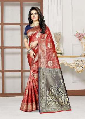 KAZO ROOP RANI VOL-11 WEAVING SILK RED COLOR SAREE