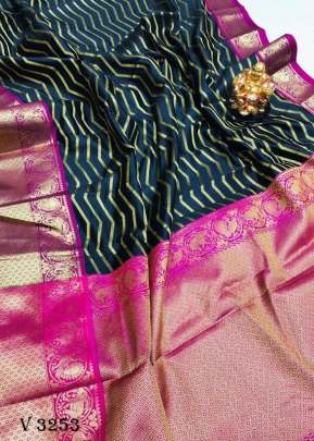 Kanchipuram Handloom Weaving Silk Black Saree By Surati Fabrics