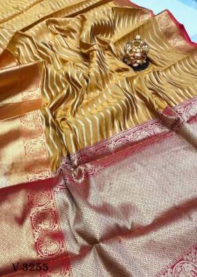 Kanchipuram Handloom Weaving Silk Mustard Saree By Surati Fabrics