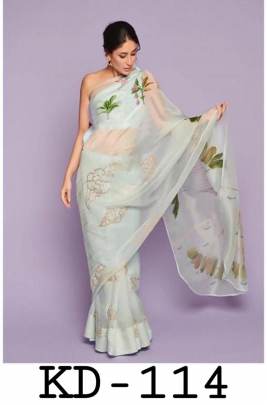 Kareena Kapoor Bollywood Digital Printed Saree On Organza Silk Fabric For Ladies