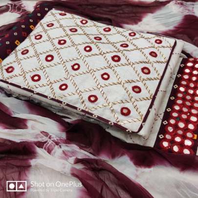 Khadi Cotton Maroon   White Color