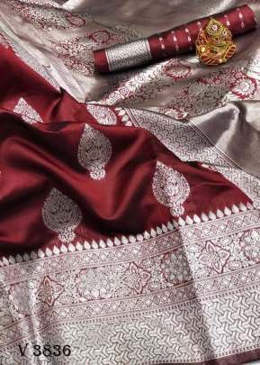 Khwaish Soft Banarasi Silk Saree In Brown Color By Surati Fabric 