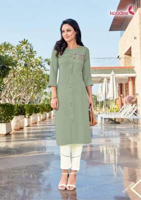 Koodee Kurti with Pant Heavy Rayon With Hand Work Catalogue Set