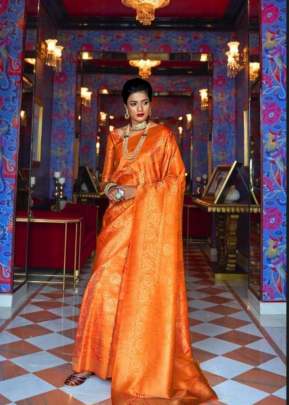 Kylie Silk Soft Fabric Heavy Marriage Function Collection Orange