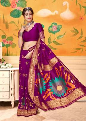 LICHI SILK SAREE WITH SAUNDARYA WINE COLOR FOR SPECIAL OCCATION