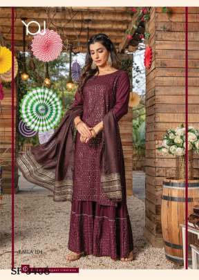 Laila Kurti With Sharara & Dupatta In 6 Design By Wanna