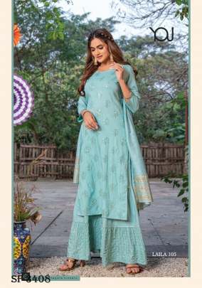 Laila Kurti With Sharara & Dupatta In 6 Design By Wanna