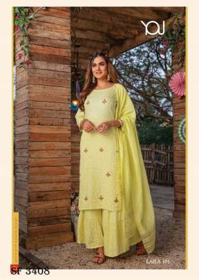 Laila Kurti With Sharara & Dupatta In 6 Design By Wanna