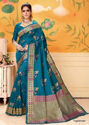 Lichi Silk Printed Saree  With Champion yogeshwari Rama