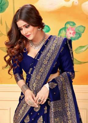 Lichi Silk Saree With Lavanya Navy Color For Wedding Occation