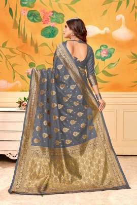 Lichi Silk Saree With Lavanya Grey Color For Wedding Occation