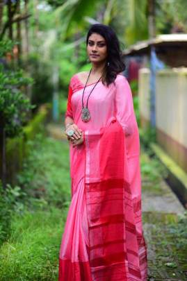 Linen cotton saree