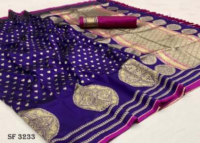 Pure Banarasi Soft Silk Purple Saree By Surati Fabric