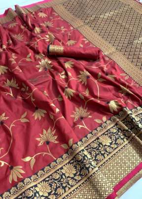 Lotus incredible weaved pure katan silk Light Peach Color sarees