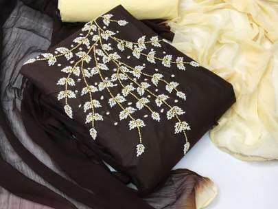 Ltc Royal Queen Heavy Cotton Dark Brown Color Dress