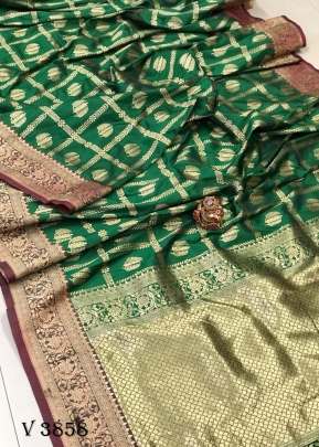 MEERA Banarasi Soft Lichi Silk Saree In Green Color By Surati Fabric 