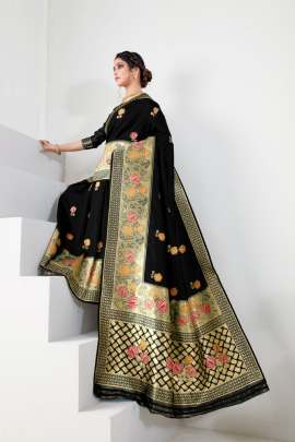 Mallika Black  Original Lichi Cotton Saree