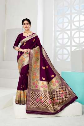 Mallika Wine Original Lichi Cotton Saree