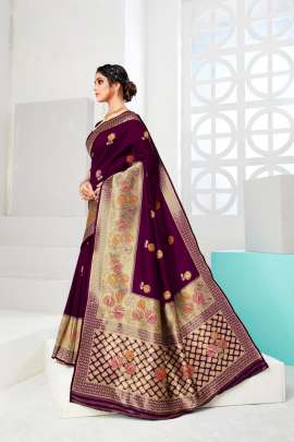 Mallika Wine Original Lichi Cotton Saree