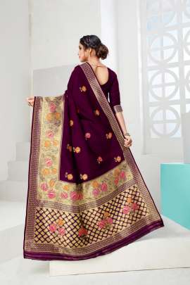 Mallika Wine Original Lichi Cotton Saree