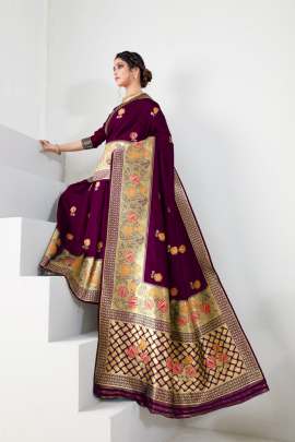 Mallika Wine Original Lichi Cotton Saree