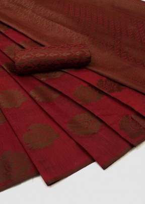 Mariyam Cotton Exclusive Berry Red Color Saree