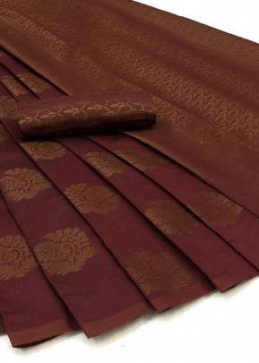 Mariyam Cotton Exclusive Brown Color Saree