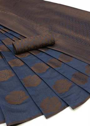 Mariyam Cotton Exclusive Denim Blue Color Saree