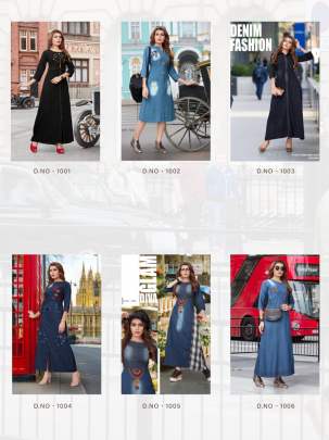 Meerali Silk Mills Designer Denim Kurties Catalogue