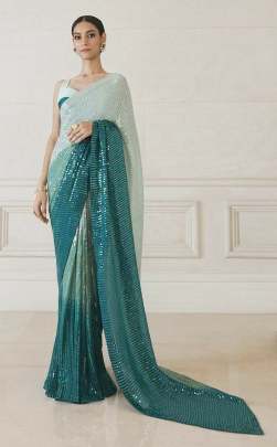 NEW BEAUTIFUL FANCY SEQUENCE SAREE IN SKY BLUE COLOR