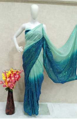 NEW BEAUTIFUL FANCY SEQUENCE SAREE IN SKY BLUE COLOR