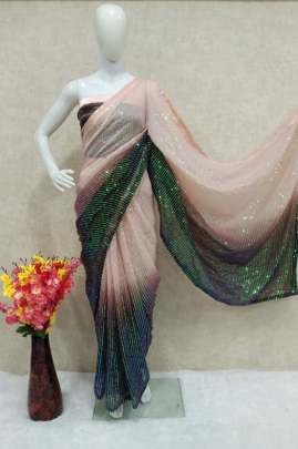 NEW BEAUTIFUL FANCY SEQUENCE SAREE IN VIOLET COLOR