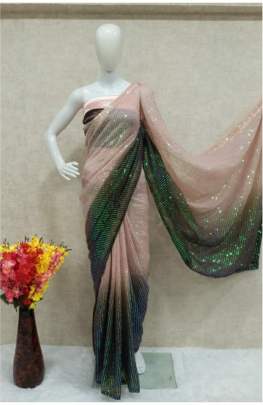 NEW BEAUTIFUL FANCY SEQUENCE SAREE IN BROWN COLOR