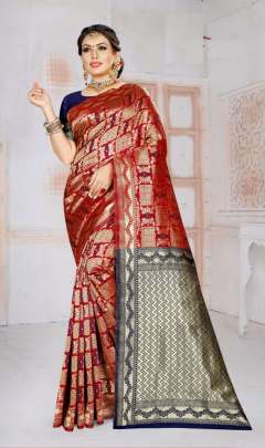 NEW MENKA VOL WEAVING SILK SAREE IN FASCINATING IMPERIAL RED COLOR 