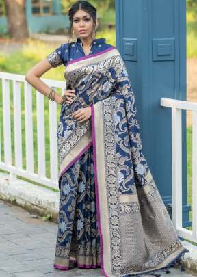 NEW SOFT BANARASI SILK WEAVING SAREE IN SAPPHIRE BLUE COLOR