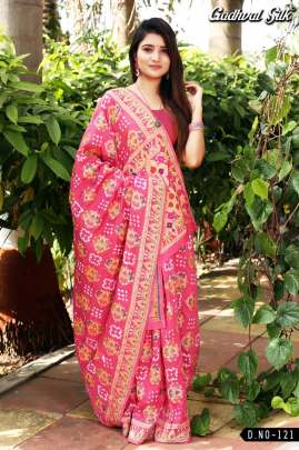 New Bandhani Saree Gadhval Silk