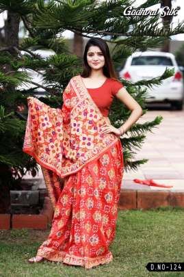 New Bandhani Saree Gadhval Silk