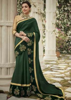 New Launching Silk Saree  For Special Occasion Dark Green.