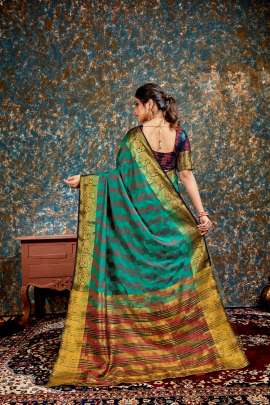 Nylon Art Silk Rama Colour Saree