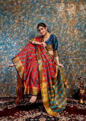 Nylon Art Silk Red Colour Saree