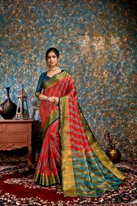 Nylon Art Silk Red Colour Saree