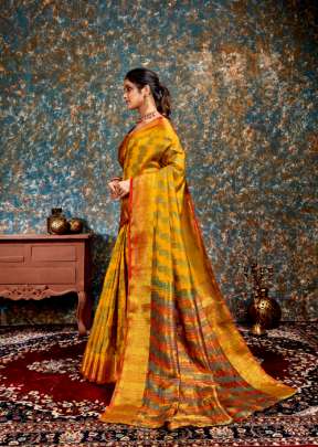 Nylon Art Silk Yellow Colour Saree