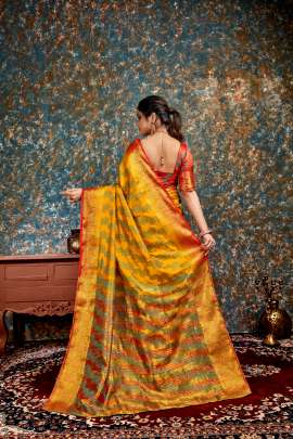 Nylon Art Silk Yellow Colour Saree