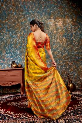 Nylon Art Silk Yellow Colour Saree